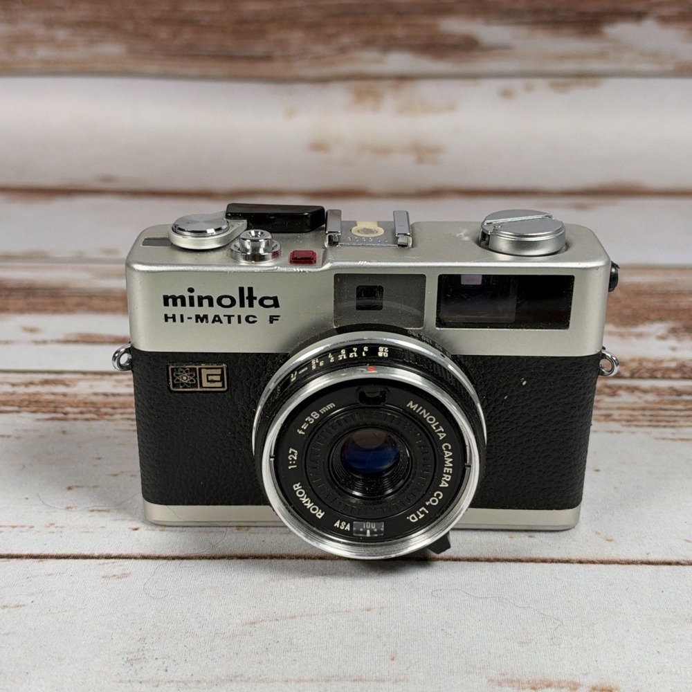 Minolta Hi-Matic F 35mm Rangefinder Film Camera 38mm f/2.7 Silver Used